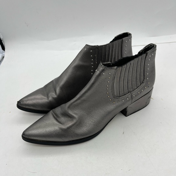 Marc Fisher Women’s Idalee Metallic Silver Studded Chelsea Ankle Boots - Picture 4 of 14